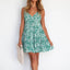 Robe Trapèze sans Dos Imprimé Feuilles Manches Tendance