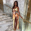 Robe Femme Fendue Haute à Lacets Imprimé Dégradé