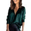Chemise en satin à manches longues pour femmes, style tempérament, idéale pour le trajet quotidien