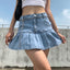 Jupe en jean taille haute à volants de style européen et américain