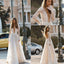 Robe de soirée longue en dentelle à manches longues pour femme