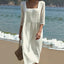 Robe longue imprimée décontractée à col rond et manches longues pour femme