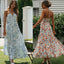 Robe longue sans manches en mousseline de soie à col en V et patchwork