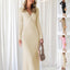 Robe longue en tricot ajustée à col en V, mode sexy, robe à nœud à manches longues pour femmes