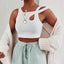 Gilet fileté creux, base polyvalente, sangle ombilicale pour femmes