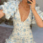 Robe Courte Volants Bleu Clair Femme