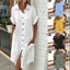 Robe chemise d'été à manches courtes, mode, couleur unie, boutonnage simple, longueur moyenne, ample