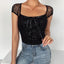 T-shirt sexy à bretelles et laçage pour femme