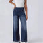 Jean Taille Haute Femme Délavé Coupe Ample Jambe Large