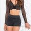 Short en jean taille haute de yoga pour femme