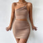 Robe femme avec cordon de serrage, style créateur, coupe ajustée, épaules dénudées