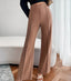 Pantalon ample droit femme taille haute décontracté