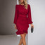 Robe fourreau unie à manches bouffantes pour femme