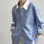 Nouvelle chemise rayée bleue et blanche à couleurs contrastées pour femmes
