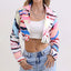 Blazer court color block femme