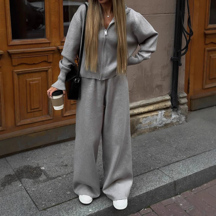Ensemble deux pièces décontracté cardigan pour femme