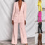 2pcs Casual Suit Lapel Button-down Blazer Jacket And Straight-leg Pants Office Commuting Business Trousers Set Clothing