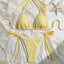 Maillot de bain bikini féminin dos nu à fines bretelles de couleur unie