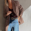 Blazer à revers pied-de-poule marron