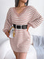 Robe en maille rayée à lacets pour femme