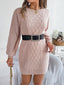 Robe Pull Femme Tricoté Torsadé Couleur Unie Manches Lanternes Resserrées