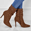 Bottes à talons hauts pointus en daim pour femme