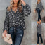 European And American Women Floral Long-Sleeved Loose Casual Shirt