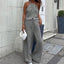Ensemble deux pièces gilet licou à lacets sans manches et pantalon large pour femme