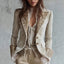 Blazer Femme Imprimé Col Revers Manches Évasées