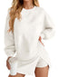 Fisoew 2 Piece Sets For Women Cotton Workout Sets Sweatshirt Top High Waisted Lined Split Athletic Skirt Set