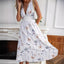 Nouvelle robe d'été sans manches à col en V, taille haute imprimée pour femmes