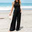 Summer Casual Loose Slim Fit Wide Leg Trousers Women Sleeveless Vest Jumpsuit Women