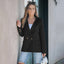 Blazer noir de coupe ajustée à col tailleur