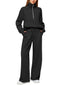 Ensemble de survêtement deux pièces pantalon et sweat-shirt zippé à manches longues de couleur unie
