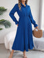 Robe longue décontractée à revers boutonnée à manches longues avec ceinture et plissée pour femme