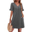 Robe élégante à col en V à volants pour femme avec poches