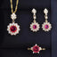 Ensemble de bagues, pendentifs et boucles d'oreilles grenat rouge pour femme