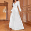Robe de soirée élégante à sequins, manches longues, col en V et taille haute
