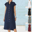 Cardigan Stand Collar Single-breasted Cotton And Linen Pocket Dress