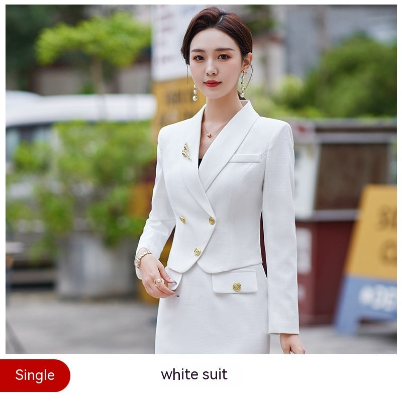 Nouveau blazer blanc formel décontracté pour femme