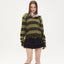 Pull à capuche d'automne femme fin à rayures contrastées
