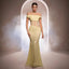 Robe de soirée sirène sans manches à épaules dénudées et à paillettes