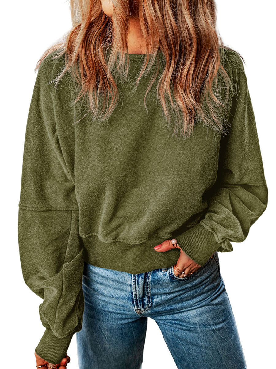 Pull sans dos pour femmes Haut à manches longues de couleur unie pour femmes