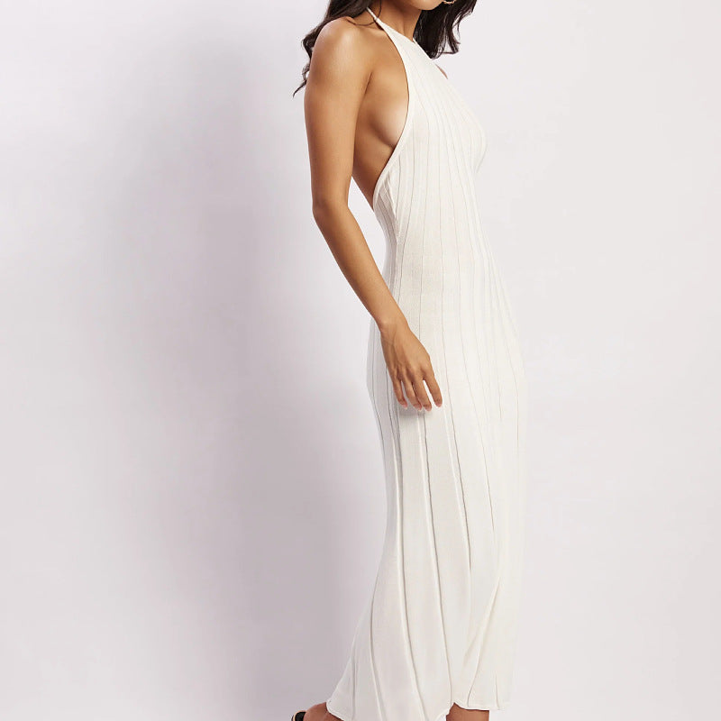 Robe plissée en tricot américain d'été pour femme