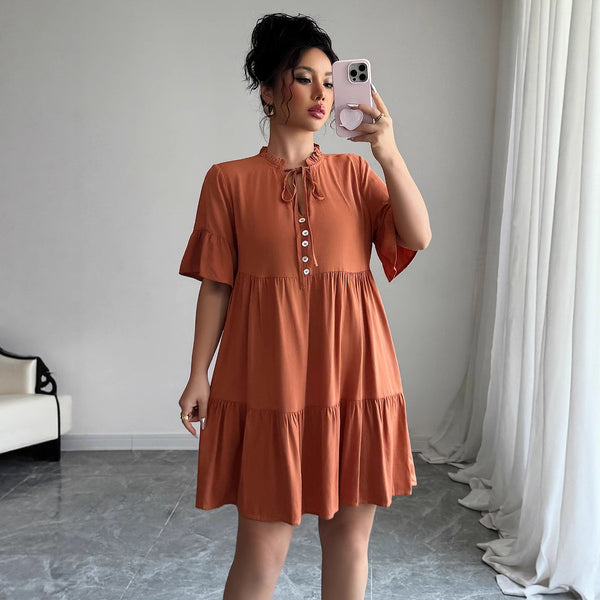 Robe Femme Unie Simple Élégante à Lacets