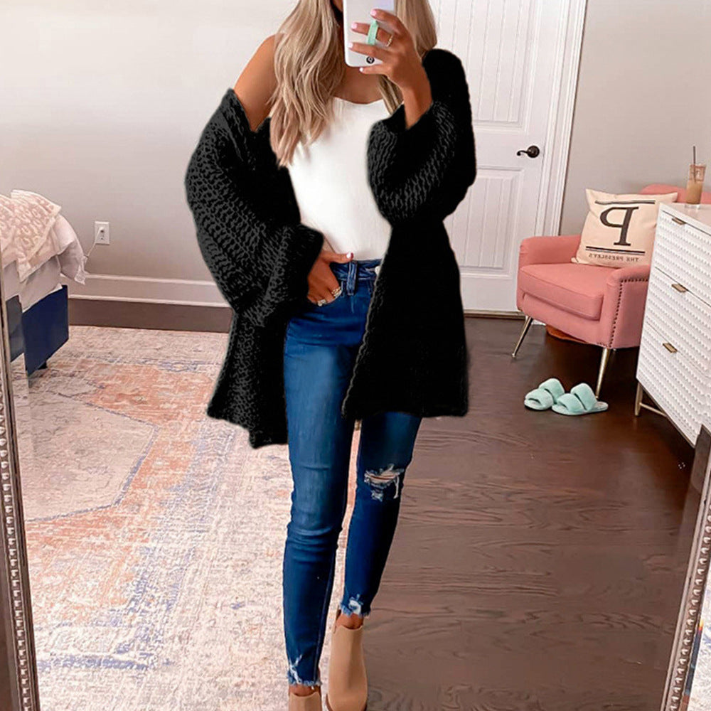 Pull à pampilles motif losanges rétro, couleur unie, col ample pour femme