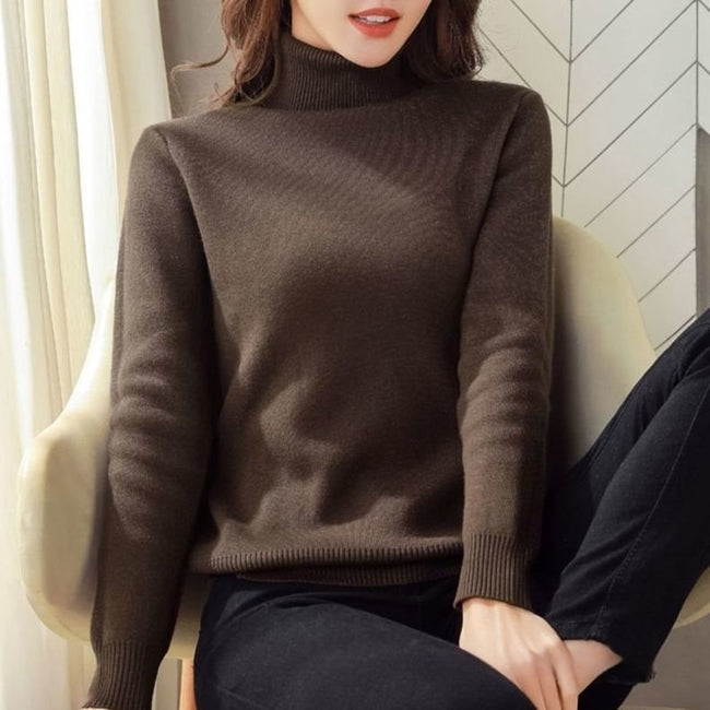 Pull à col roulé épais doublé polaire pour femme Hover Image