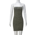 Fashion Backless Tube Denim Dress Summer Sexy Y2K Slim Short Dresses For Women Clothing