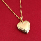 Collier avec pendentif cœur médaillon cadeau Saint-Valentin couleur or 24 carats bijoux fantaisie romantique pour femmes