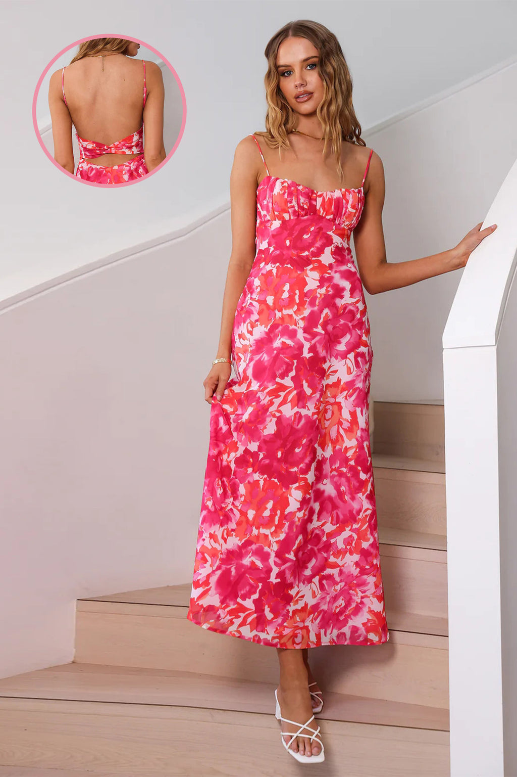 Robe à fines bretelles décolletée dos nu pour femme